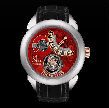 Jacob & Co. Palatial Flying Tourbillon Jumping Hours Titanium (Red Mineral Crystal) PT520.24.NS.QB.A Replica Watch
